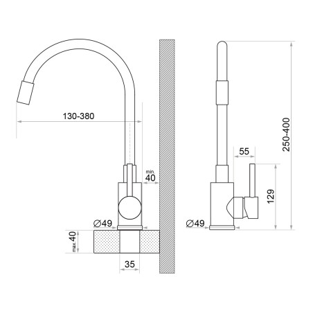 Diamond 517 Flex - Robinet cuisine avec bec flexible