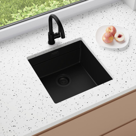 Coral 50 Low Level - Évier cuisine en granit sous plan 1 bac