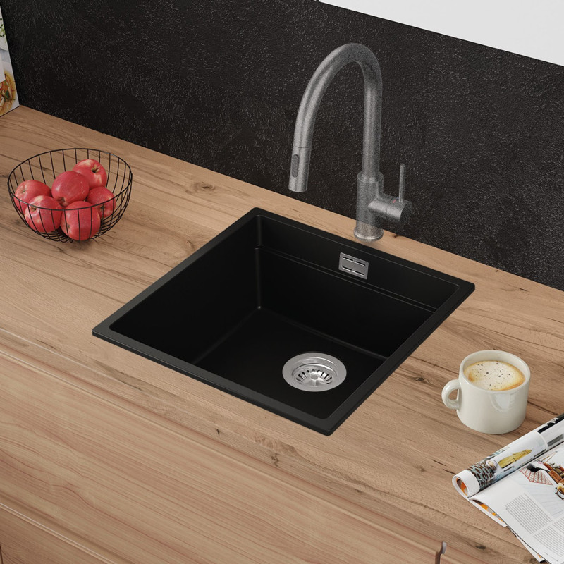 Coral 50 Low Level Thin - Évier cuisine en granit 1 bac