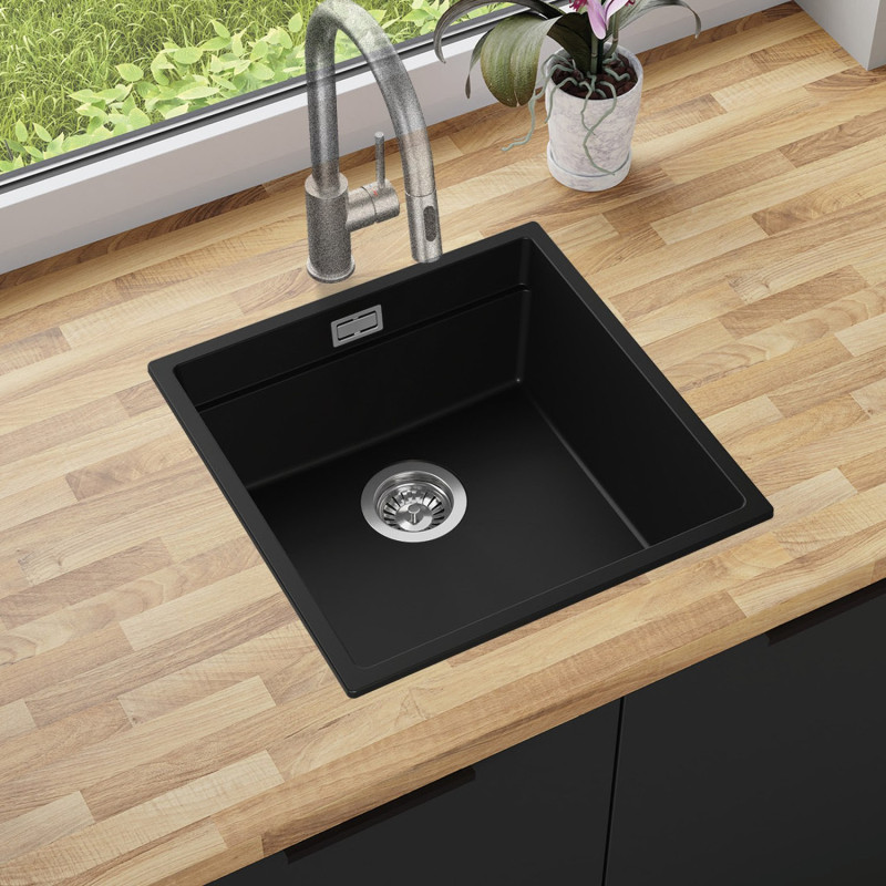 Coral 50 Low Level Thin - Évier cuisine en granit 1 bac