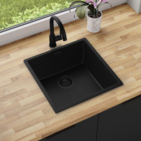 Coral 50 Low Level Thin - Évier cuisine en granit 1 bac